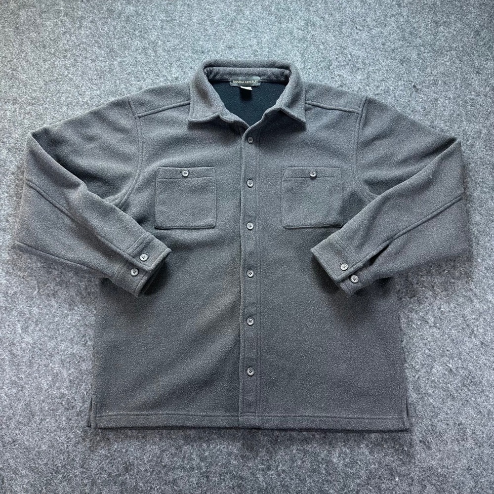 Banana Republic Mens Gray Fleece Heavyweight Shacket Shirt Jacket Gorpcore Large